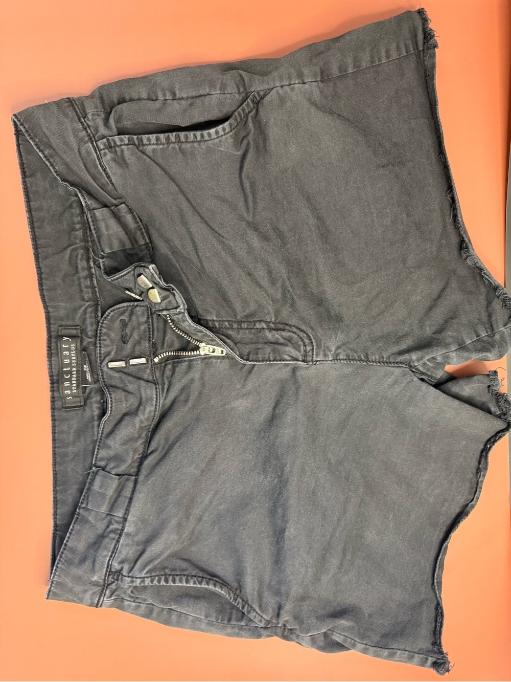 Sanctuary Womens Washed Black Denim Cutoff Shorts